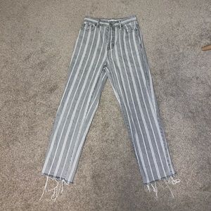 Gray and white striped jeans